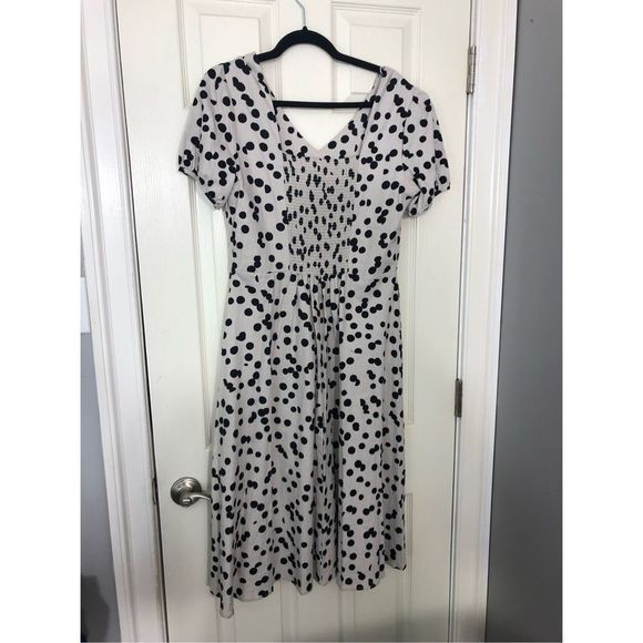 Tahari A Line linen blend polka dot dress new - Picture 2 of 4